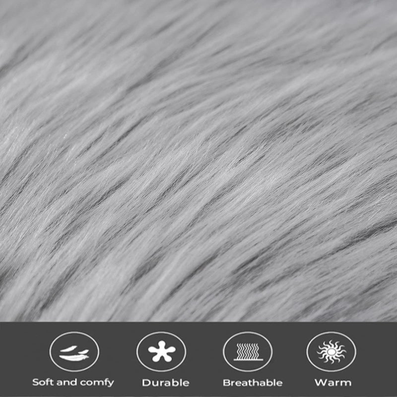 OYIMUA Fluffy Decorative Throw Pillow Covers Gray 18Ã—18, Faux Fur Farmhouse Luxury Pillow Cases,Soft Plush Fuzzy Cushion Covers for Sofa Couch Living Room Bedroom Set of 2 - Image 5