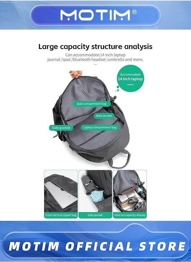Motim Travel Laptop Backpack Business Anti Theft Backpack with USB Charging Port Water Resistant College School Bag Gifts for Men & Women Fits 14 Inch Notebook Computer Bag - Image 2