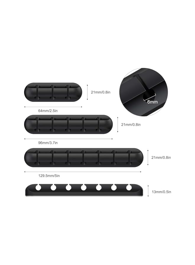 S-TOP Cable Management Clips Set, 3 Sizes, Desktop Wire Organiser, Self-Adhesive Cord Holders(Black) - Image 2