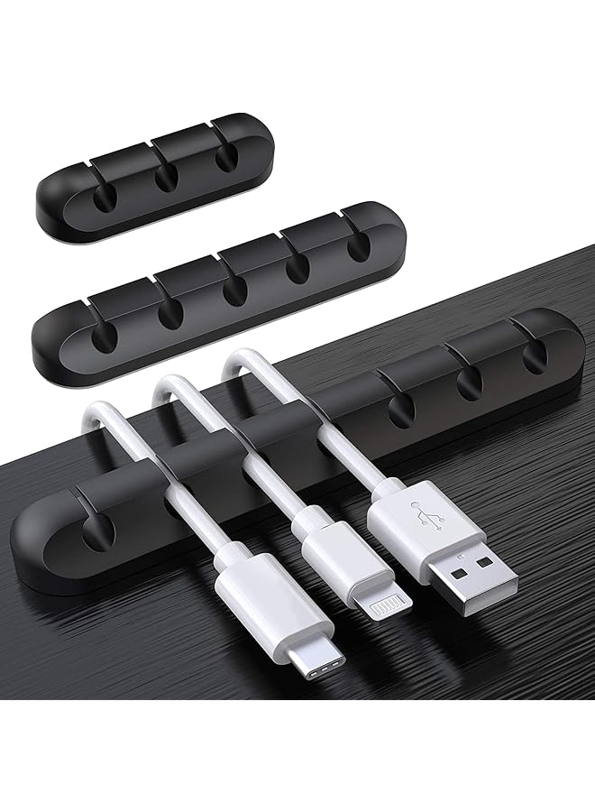 S-TOP Cable Management Clips Set, 3 Sizes, Desktop Wire Organiser, Self-Adhesive Cord Holders(Black) - Image 1
