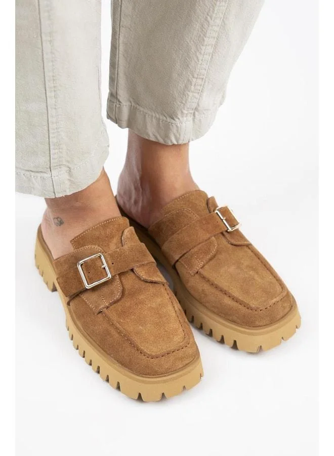 Manijero  Kiem Women's Square Genuine Leather Clogs in Tan - Brown for Women | Best Price UAE