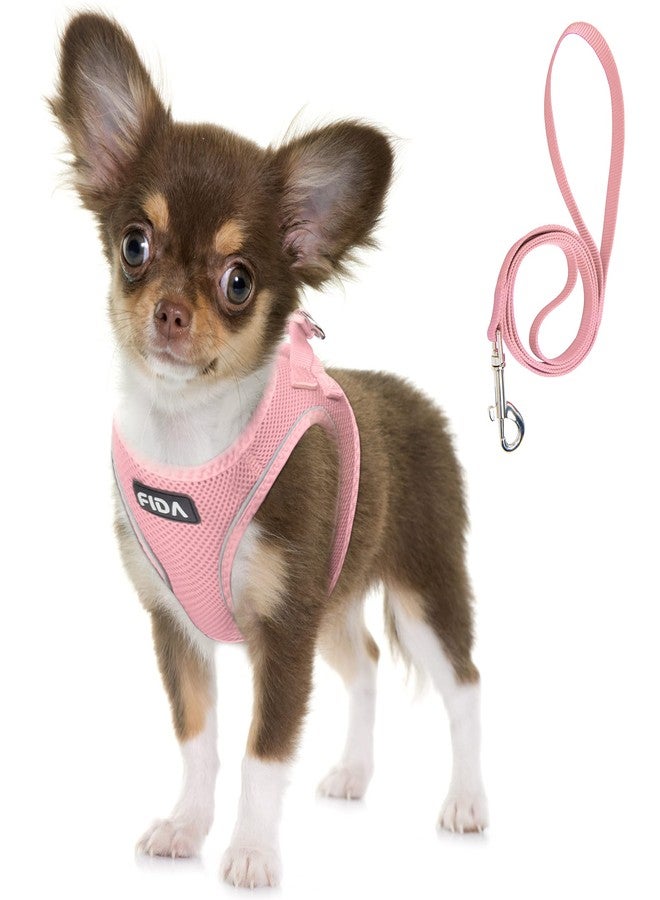 Fida Comfy Dog Harness with Leash, Soft Puppy Vest Escape Proof, Breathable Lightweight Soft Mesh, Adjustable Reflective Step-in Harness for Extra-Small Dogs (XS, Pink) - Image 1