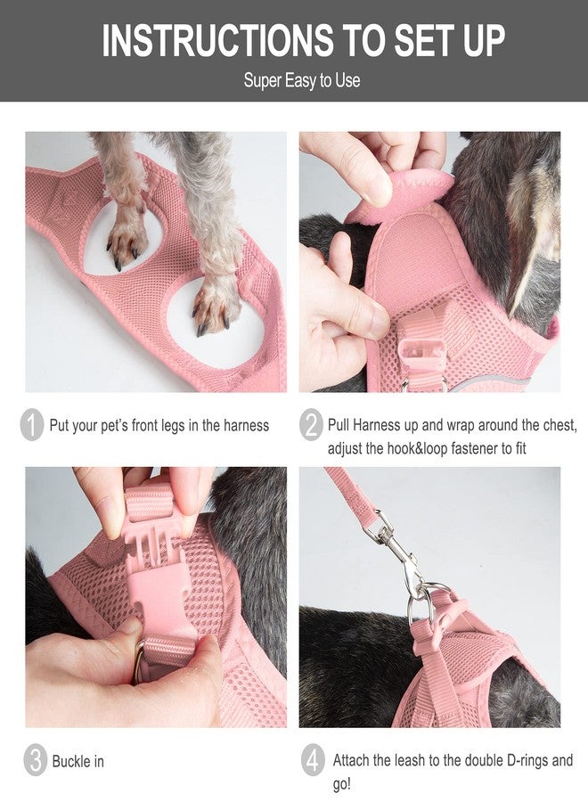 Fida Comfy Dog Harness with Leash, Soft Puppy Vest Escape Proof, Breathable Lightweight Soft Mesh, Adjustable Reflective Step-in Harness for Extra-Small Dogs (XS, Pink) - Image 5