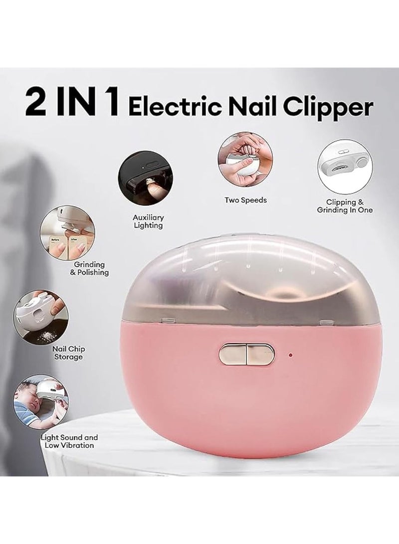Electric Baby Nail Clippers, 2-in-1 Electric Polishing Automatic Nail Clippers Pro with Light Trimmer Nail Cutter Manicure for Baby Elderly Care Tools, elecctric nail trimmer (Pink)  - Image 4