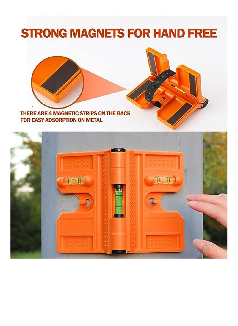 KASTWAVE - Magnetic Post Level, Folding Magnetic Post Level with Elastic Loop, Foldable Spirit Level Square for Hands-free Work, 1 Pcs - Image 1