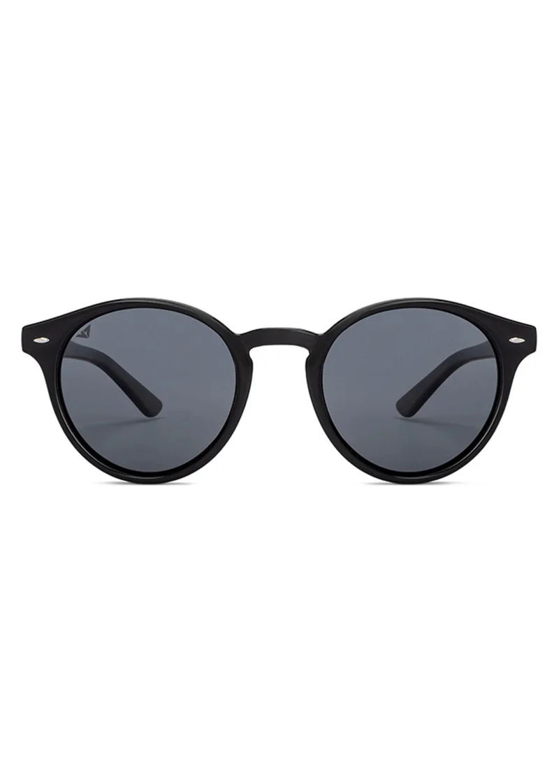 VINCENT CHASE Vincent Chase By Lenskart | Black Grey Full Rim Round Branded Latest and Stylish Sunglasses | Polarized and 100% UV Protected | Men & Women | Medium | VC S11744