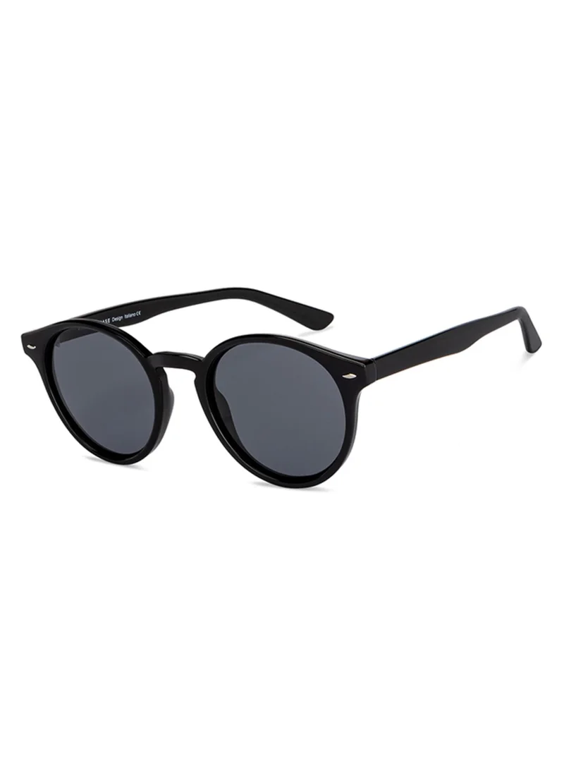 VINCENT CHASE Vincent Chase By Lenskart | Black Grey Full Rim Round Branded Latest and Stylish Sunglasses | Polarized and 100% UV Protected | Men & Women | Medium | VC S11744