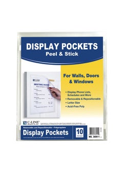C-Line C-Line Peel and Stick Display Pockets, Clear, 8.5 x 11 Inches, 10 per Pack (36911) 