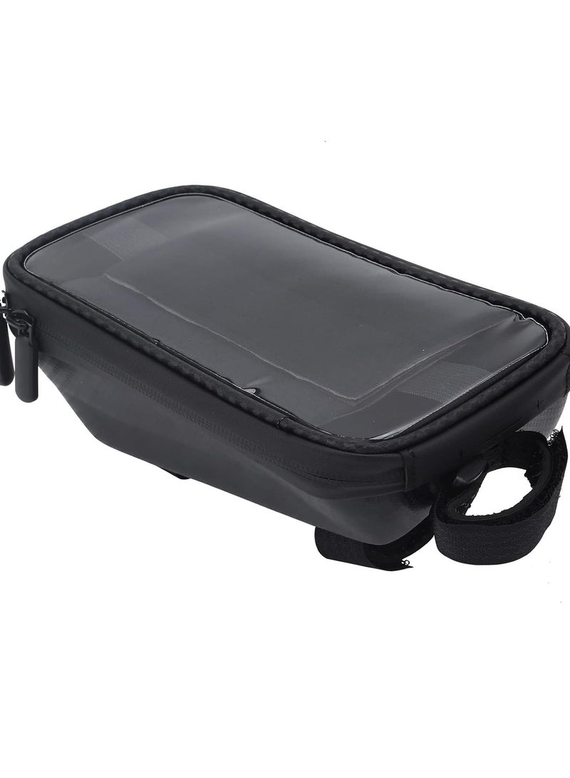 GGOOT Bike Phone Front Frame Bag, 6in Waterproof Bicycle Cell Phone Holder Bag Mountain Bike Touch Screen Front Frame Bag Top Tube Bag Cycling Accessories Black - Image 1