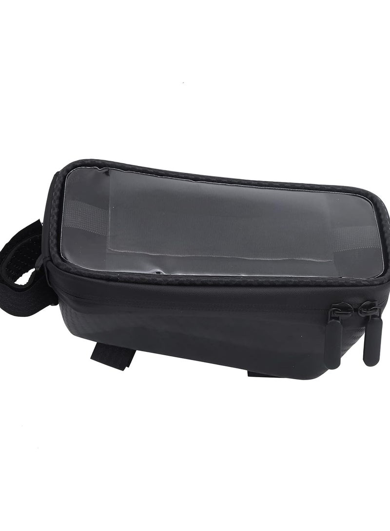 GGOOT Bike Phone Front Frame Bag, 6in Waterproof Bicycle Cell Phone Holder Bag Mountain Bike Touch Screen Front Frame Bag Top Tube Bag Cycling Accessories Black - Image 2