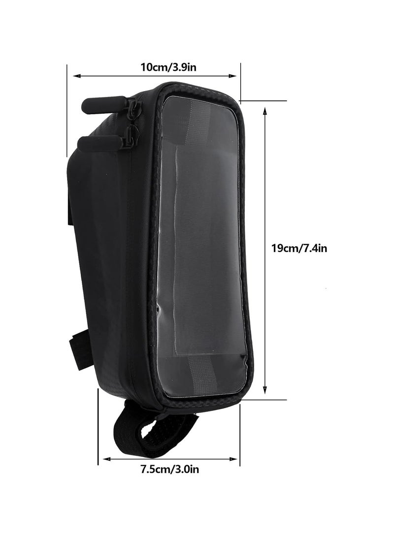 GGOOT Bike Phone Front Frame Bag, 6in Waterproof Bicycle Cell Phone Holder Bag Mountain Bike Touch Screen Front Frame Bag Top Tube Bag Cycling Accessories Black - Image 4