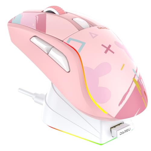 DAREU A950 Wireless Gaming Mouse with RGB Charging Dock,88g Lightweight Programmable Tri-Mode Wireless Mouse Gaming, Up to 12K DPI,1000Hz,120Hrs Playtime with RGB Backlit, Great for PC, Mac - Image 1