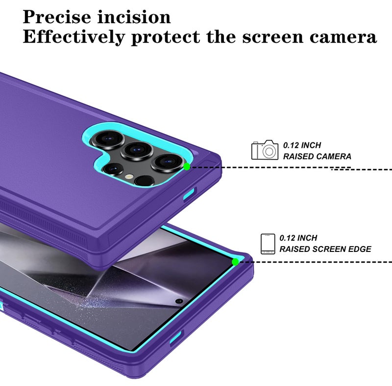 ONOLA Compatible with Samsung Galaxy S24 Ultra Case with HD Screen Protector, Heavy Duty Shockproof & Dropproof 3-Layer Cover Phone Case,PurpleSkyBlue - Image 3