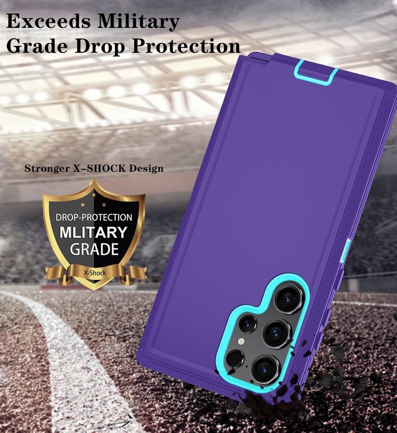 ONOLA Compatible with Samsung Galaxy S24 Ultra Case with HD Screen Protector, Heavy Duty Shockproof & Dropproof 3-Layer Cover Phone Case,PurpleSkyBlue - Image 5