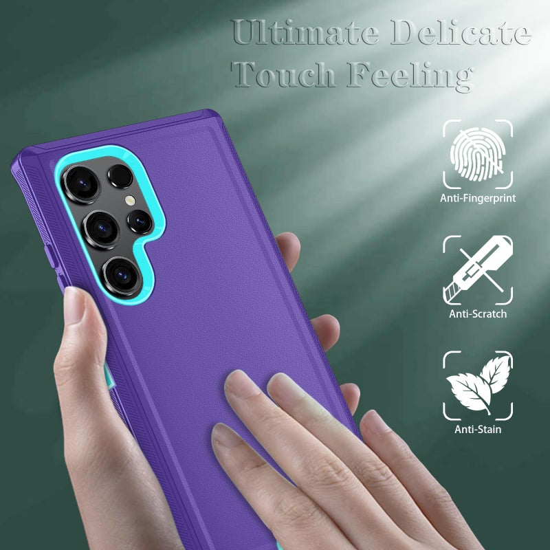 ONOLA Compatible with Samsung Galaxy S24 Ultra Case with HD Screen Protector, Heavy Duty Shockproof & Dropproof 3-Layer Cover Phone Case,PurpleSkyBlue - Image 4