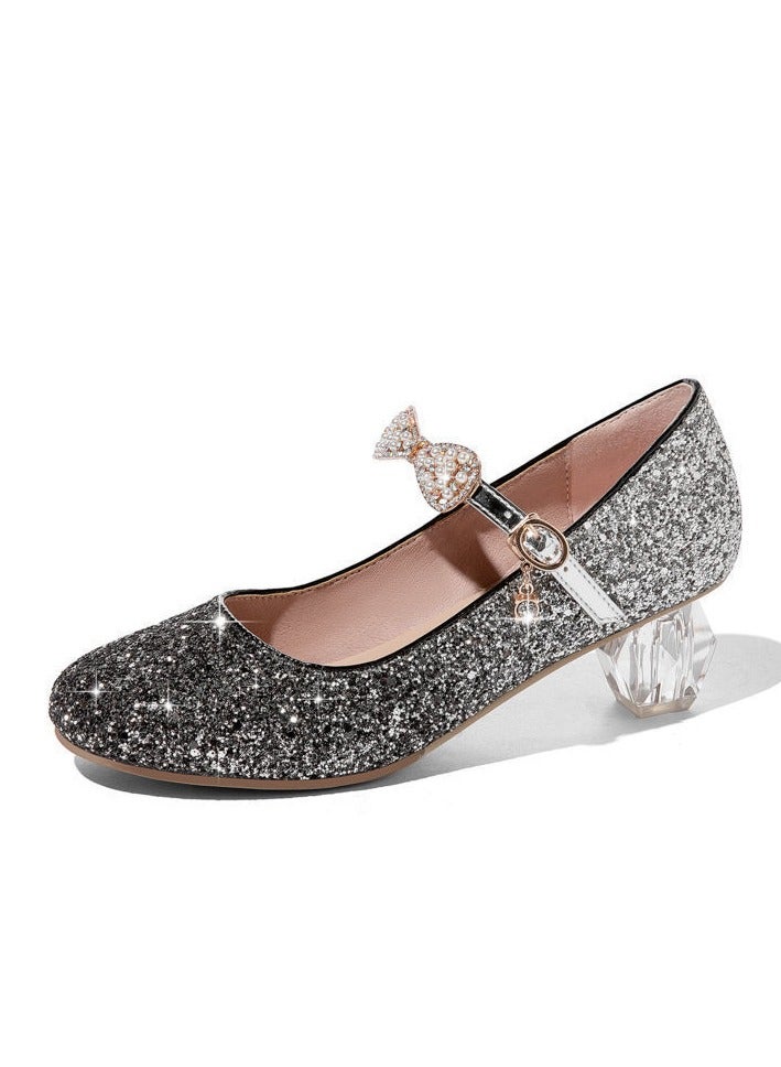 Children's Crystal Show Princess Leather Shoes - Image 1