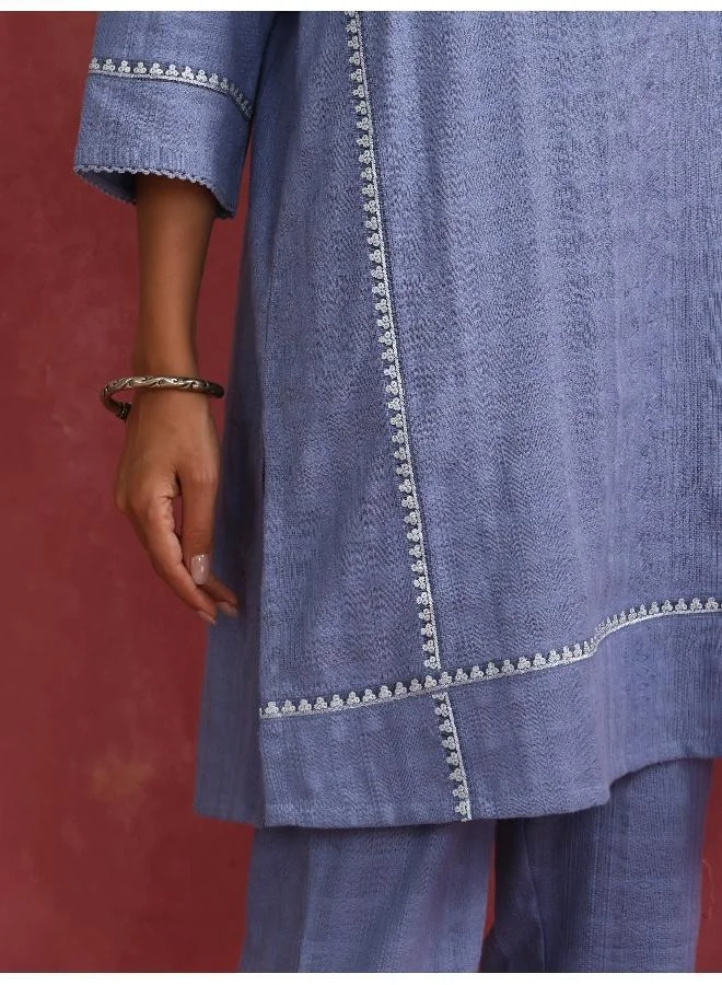 ترو برونز trueBrowns Sky BLue Cotton Kurta Co-ord set