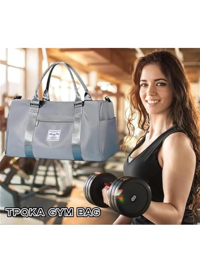 HOOKOR Gym Bag for Men Womem,Gym Bags with Shoes Compartment and Wet Pocket, Travel Duffel Bag for Plane Sports Yoga Swimming Gym Tote Bag, Waterproof Weekend Overnight Bag (Grey) - Image 3