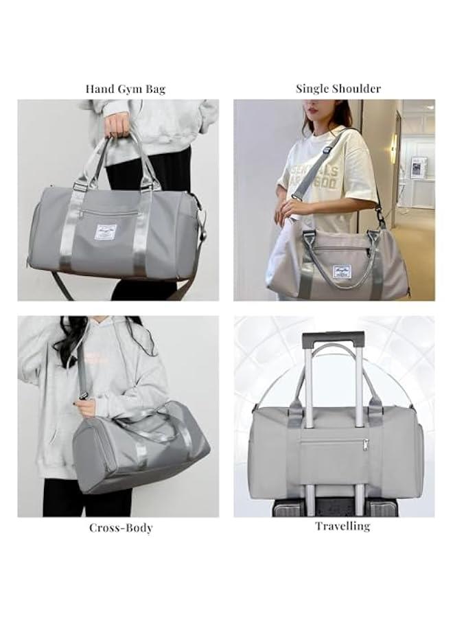 HOOKOR Gym Bag for Men Womem,Gym Bags with Shoes Compartment and Wet Pocket, Travel Duffel Bag for Plane Sports Yoga Swimming Gym Tote Bag, Waterproof Weekend Overnight Bag (Grey) - Image 4