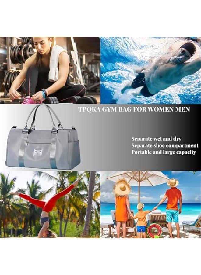 HOOKOR Gym Bag for Men Womem,Gym Bags with Shoes Compartment and Wet Pocket, Travel Duffel Bag for Plane Sports Yoga Swimming Gym Tote Bag, Waterproof Weekend Overnight Bag (Grey) - Image 5