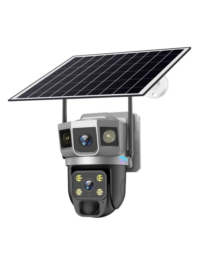 Solar Dual-Lens Wifi Security Camera, Outdoor Wireless 360° Security CCTV Camera with AI Detection for Home - Image 1