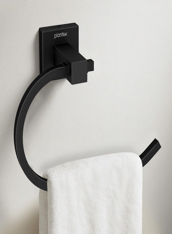 Plantex Stainless Steel Towel Holder for Bathroom/Towel Ring Holder/Napkin Holder for Washbasin/Napkin Ring/Bathroom Accessories - Pack of 1, Aqua (Black) - Image 1