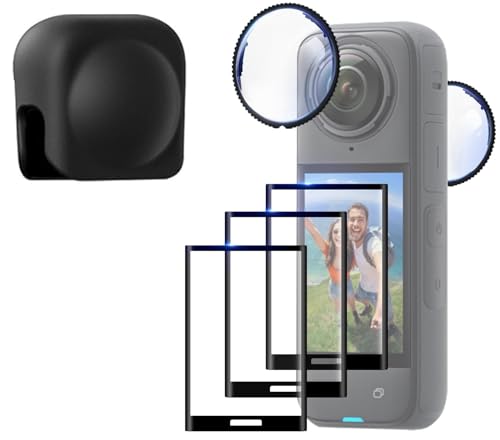 ADOFYS Insta 360x4 Silicon Protective lense Cap Screen Protectors and Lens Guards Cap for Insta360 x4 ONLY,Bundle Include 1pc Silicone Cap+3pcs Screen Protectors+2pc Lens Guards - Image 1