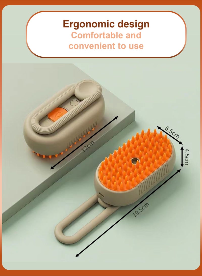 YooA 3 In 1 Steamy Rechargeable Cat and  Dog Brush/Comb | Pet Steamer Brush with Rotating Handle, Silicone Massage Grooming Pet Steam Brush for Cats Dogs,Tangled And Hair Loss Remover (Cream Yellow&Orange) - Image 2