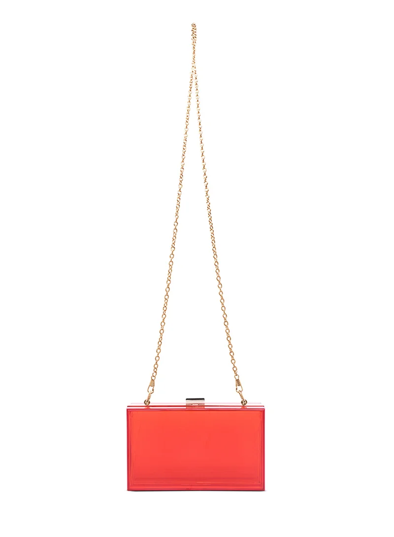London Rag Red Clear Rectangle Clutch Bag