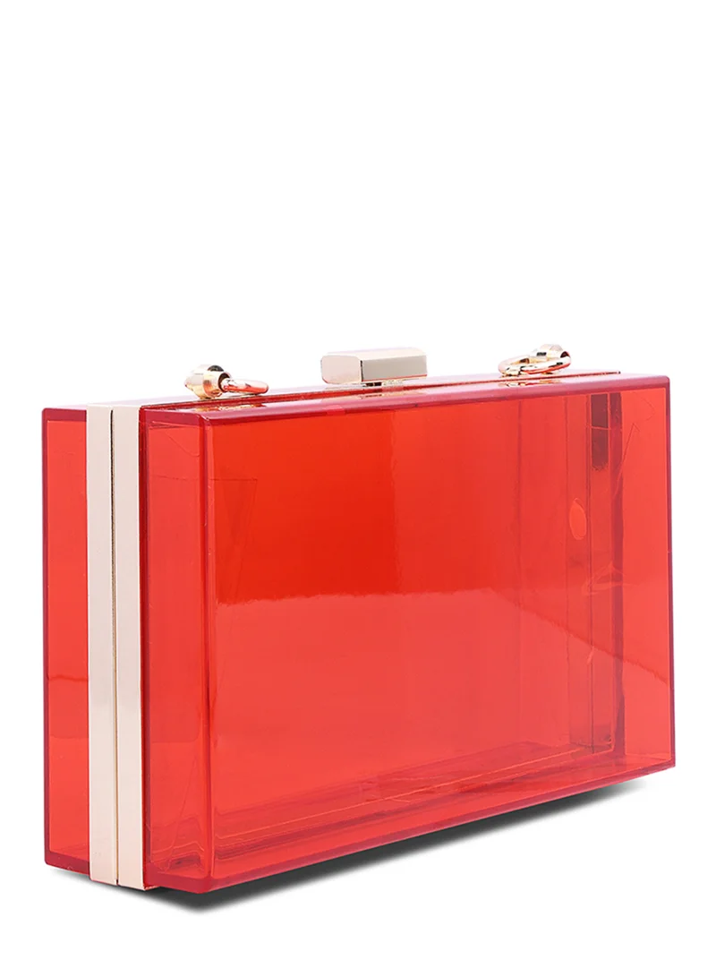 London Rag Red Clear Rectangle Clutch Bag