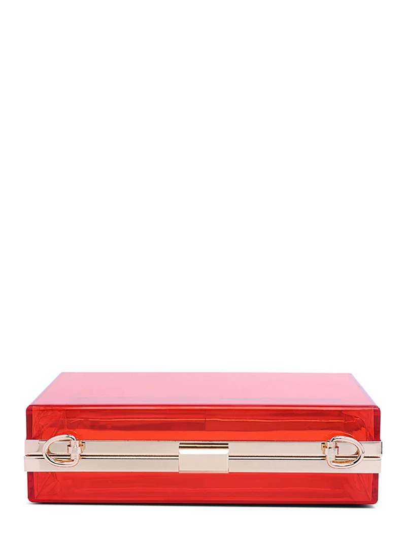 London Rag Red Clear Rectangle Clutch Bag