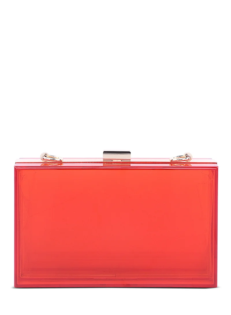 London Rag Red Clear Rectangle Clutch Bag