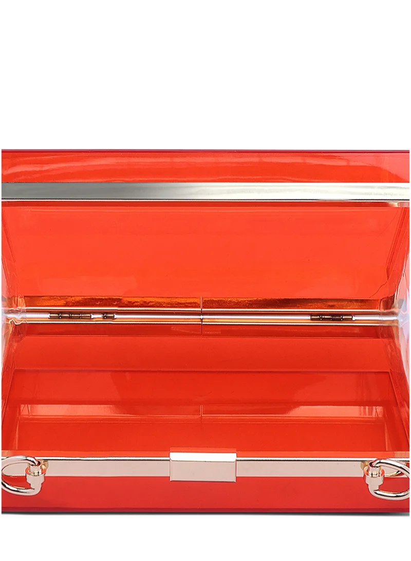 London Rag Red Clear Rectangle Clutch Bag