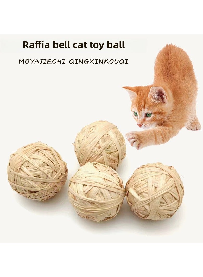 Goolsky Cats' Beloved Catnip & Raffia Grass Cat Toy Ball – Teeth-grinding, Hairball-expelling, Self-entertaining Gadget (4PC) - Image 1