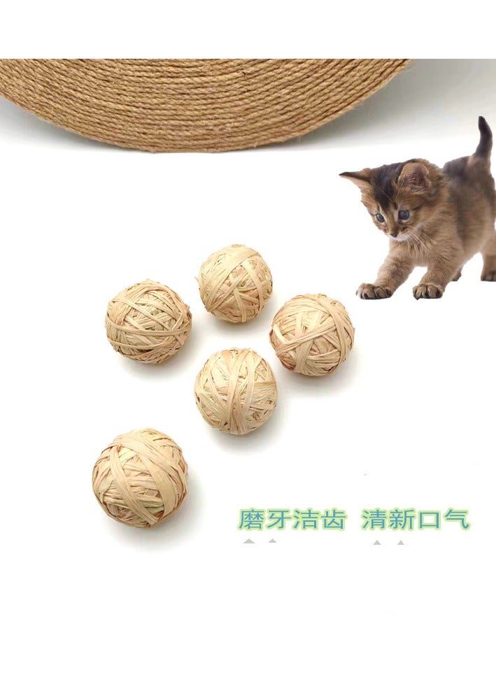 Goolsky Cats' Beloved Catnip & Raffia Grass Cat Toy Ball – Teeth-grinding, Hairball-expelling, Self-entertaining Gadget (4PC) - Image 2