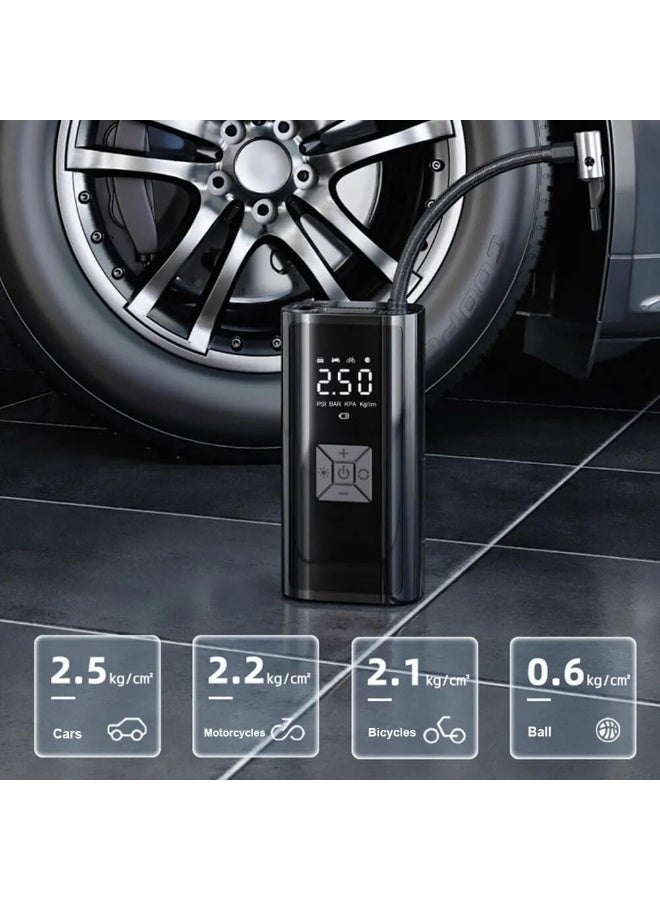 Portable Air Compressor with Digital Gauge & LED Light – Ideal Tyre Inflator for Cars, Bikes, Motorcycles, and Balls (Rechargeable) - Image 2