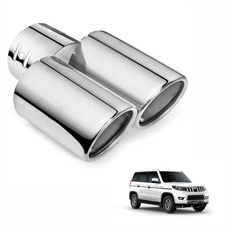 Asryd Dual Silencer Exhaust Tip Pipe Rustproof Stainless Steel Muffler Tail End Outlet 1Pcs For Mahindra Bolero Neo