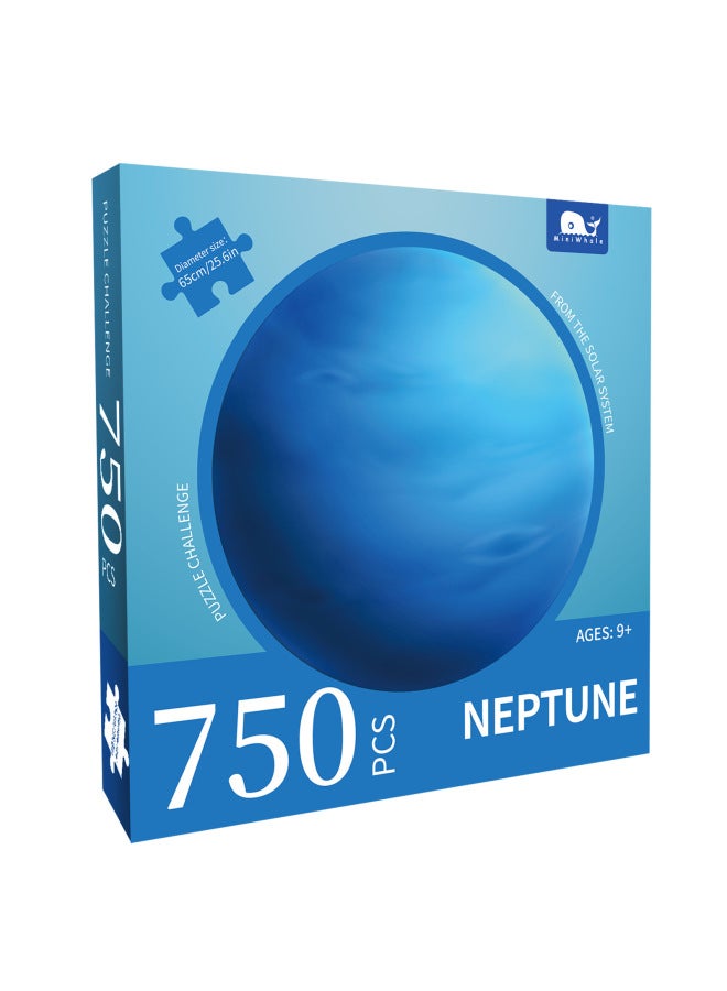 MiniWhale Exquisite Moon Sun Planet Round Paper Flat Puzzle 1000 Puzzle Custom-Color:750 Piece Neptune Puzzle - Image 1