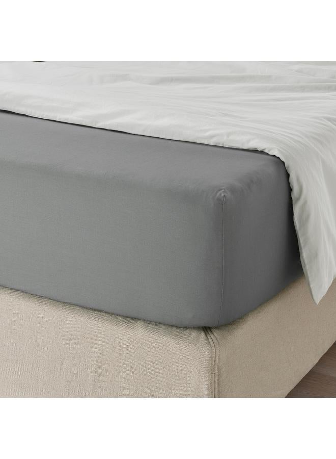 Fitted sheet, grey, 160x200 cm - Image 2