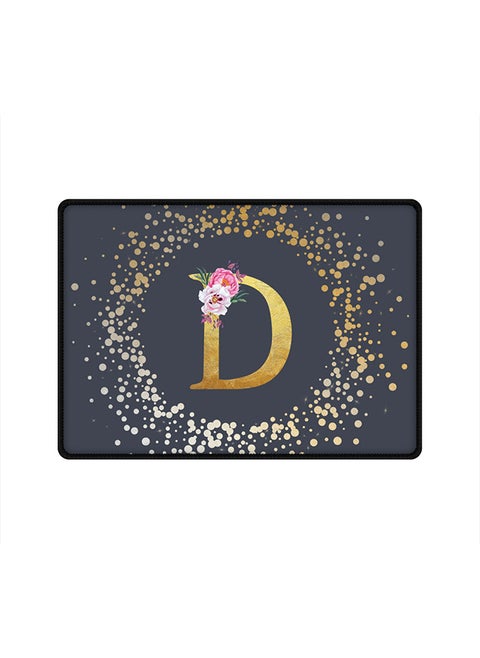 Designer Gaming Mouse Pad  Anti-Skid Mousepad Large Keyboard Mouse Pad Desk Mat Custom Monogram Initial Letter Floral Pattern Alphabet - D  (Grey)