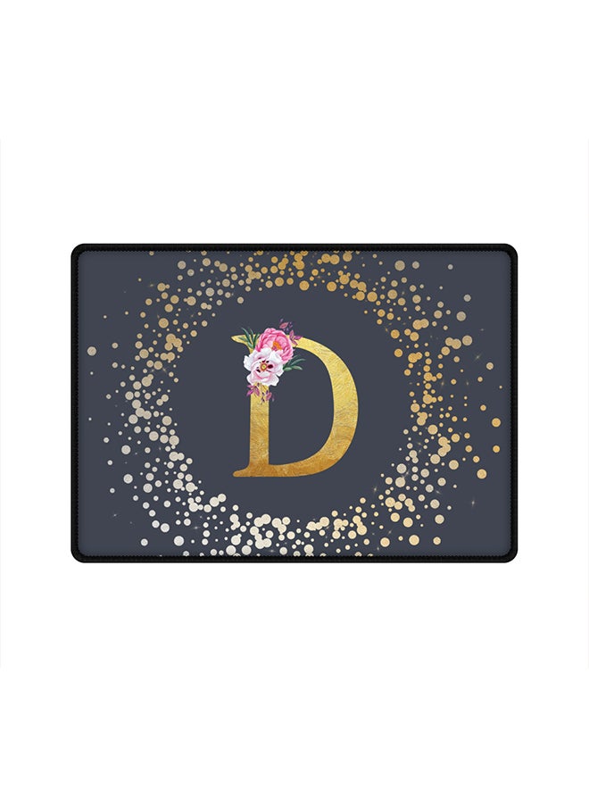 Stylizedd Designer Gaming Mouse Pad  Anti-Skid Mousepad Large Keyboard Mouse Pad Desk Mat Custom Monogram Initial Letter Floral Pattern Alphabet - D  (Grey)  - Image 1