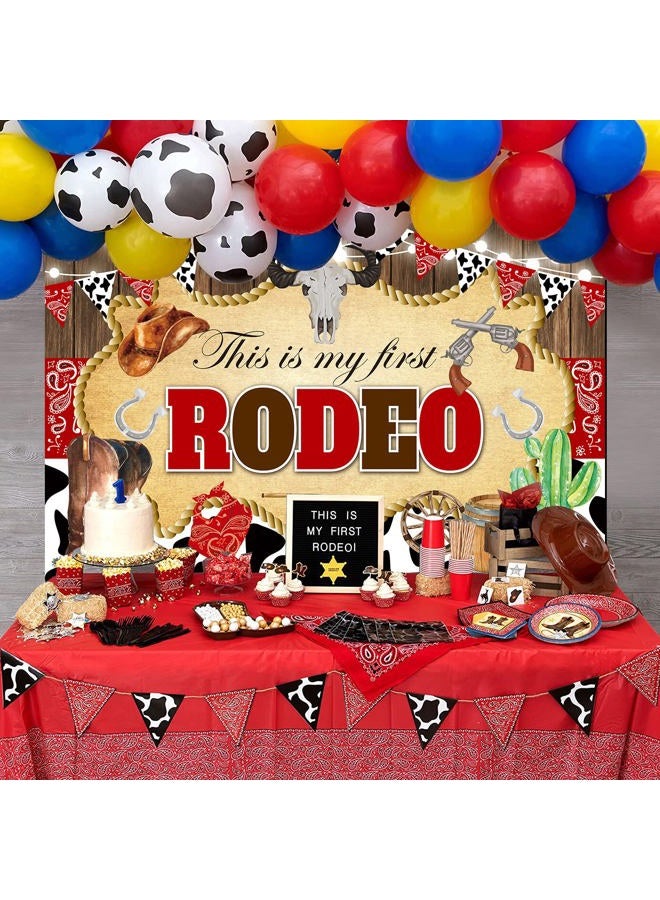 WANGRJ This is My First Rodeo Backdrop Western Cowboy Wood Boot Hat Cow Print Birthday Background My Wild West Boys 1st Birthday Party Decorations Photo Booth Props 7x5FT - Image 4