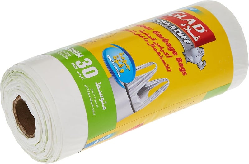 Glad Tuff Stuff Garbage Bag Medium White Handle Bags, Size 55 cm x 60 cm, 30pcs - Image 2