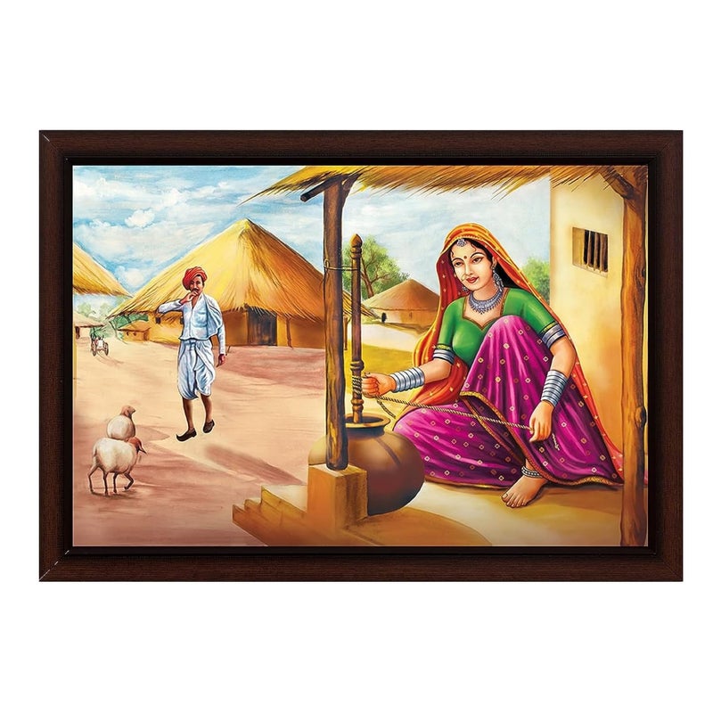 Masstone Masstone Rajesthani Wall Painting With Frame Rajesthani Wall Paintings for Living Room 20x14 Inch Rajesthani Painting for Wall Decoration Wall Painting for Bedroom 