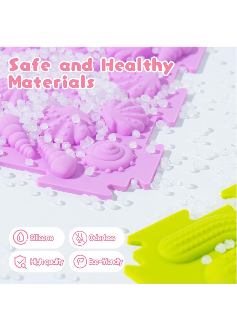 XiuWoo 8 Pcs Sensory Play Mats, Sensory Tiles Puzzle Floor Mat for Kids Sensory Room Items, Different Patterns and Colors Silicone Massage Orthopedic Mat for Children with Autism - Image 3