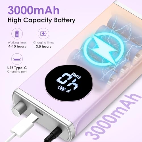 HOMEASY Electric Nail Drill 40000RPM Professional EFiler Rechargeable with 15 Drill Bits Portable Nail File Electric Nail Filer for Acrylic Nails Gel Polishing Removing for Salon Home Purple - Image 3