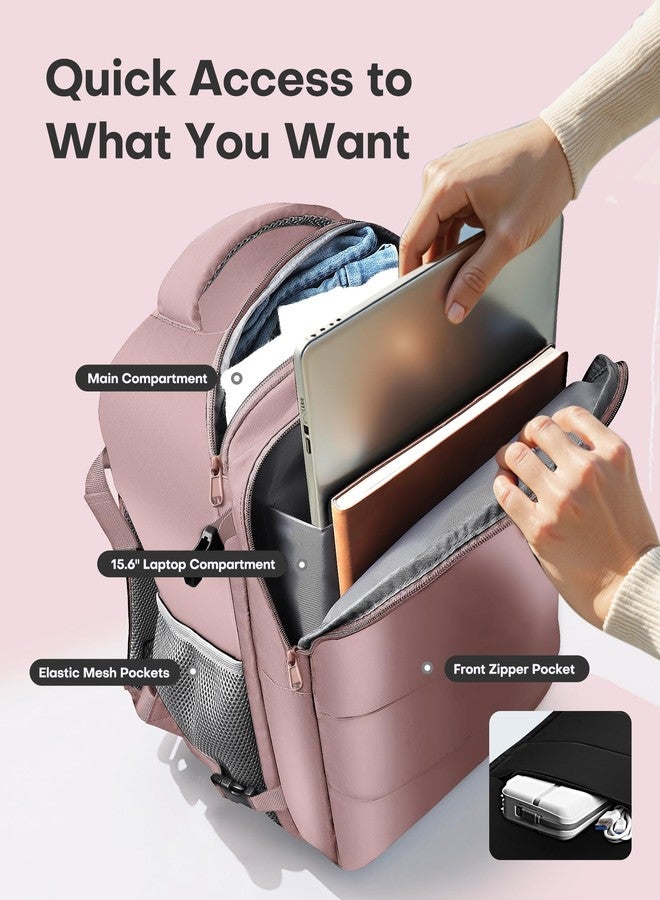 HOTOR Travel Backpack - Flight Approved Travel Bag for Men and Women, Carry on Luggage for 15.6" Laptop and Travel Essentials for Work, Business, Weekender, College 14.6"x9.1"x20.9" (Pink) - Image 5