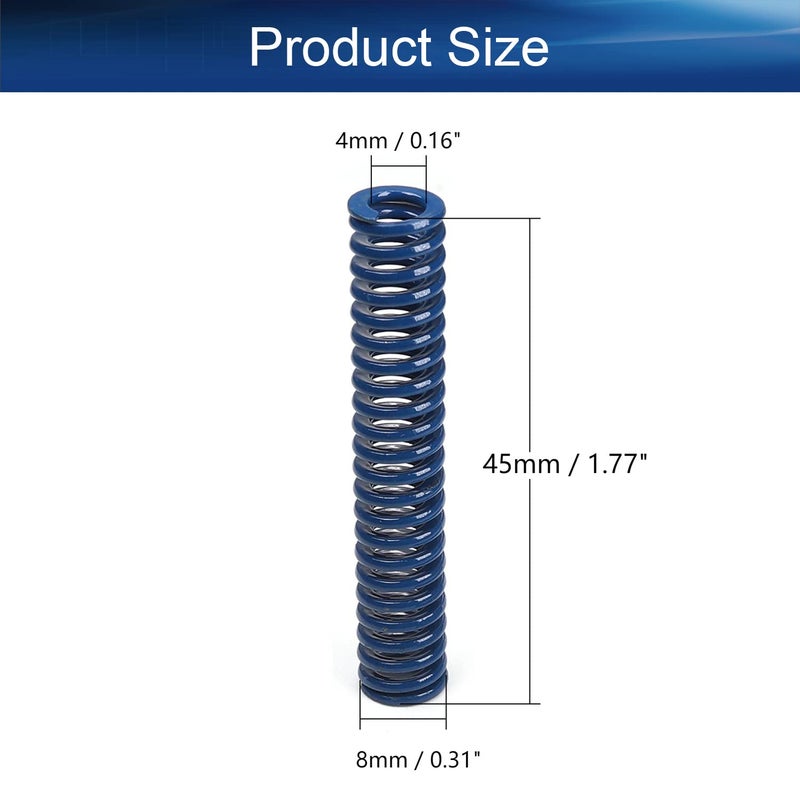 Metal Spring，Springs Compression Spring, 8mm OD 4mm ID 45mm Long Spiral Stamping Light Load Compression Mould Die Spring for 3D Printer Accessories Mechanical Equipment Blue Tone 2pcs - Image 2