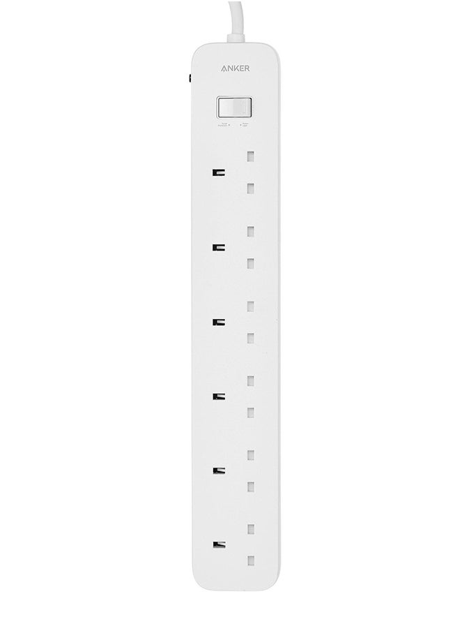 Anker - Power Extension 6 AC Outlets 2 Meter Cable White - Image 1
