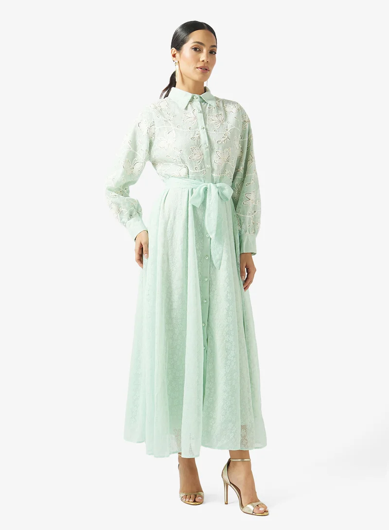 Embroidered A-line Dress